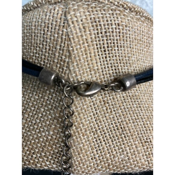 Silver Tone Pendant with Blue Purple Green Rhinestones Corded Lobster Claw with - Picture 4 of 5